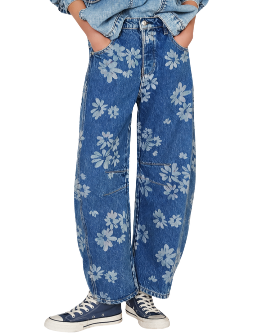 Floral Barrel Jeans