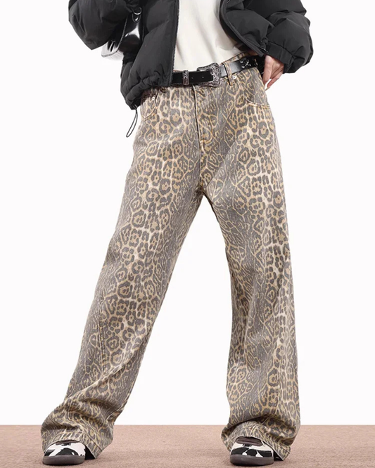 Lepoard Washed Jeans