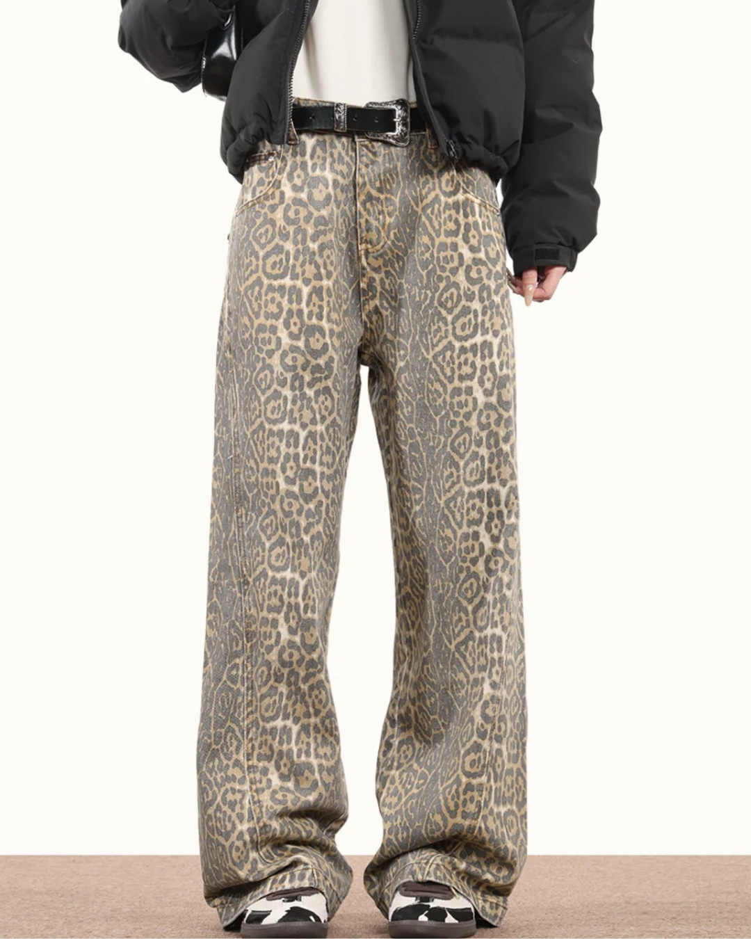 Lepoard Washed Jeans
