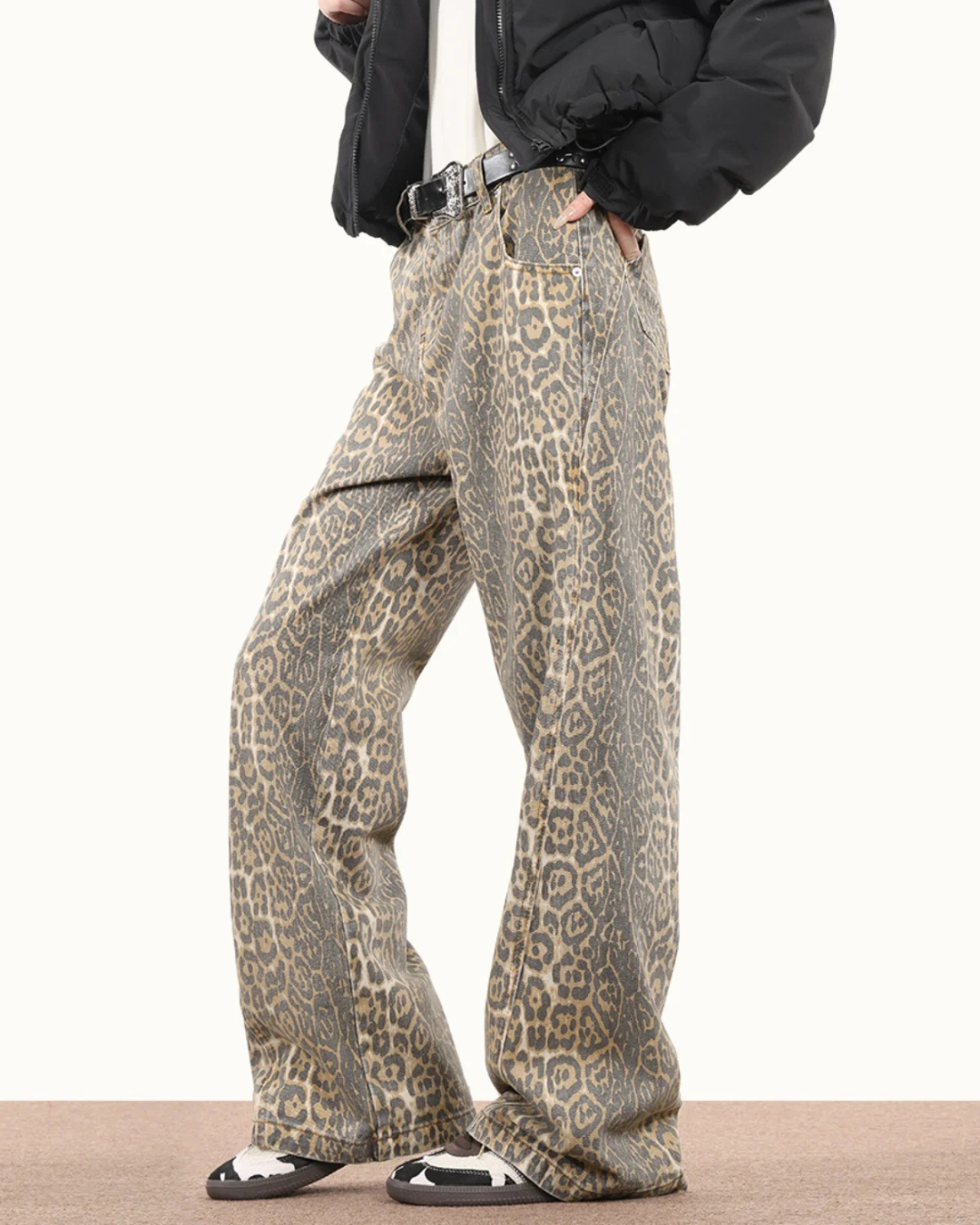 Lepoard Washed Jeans